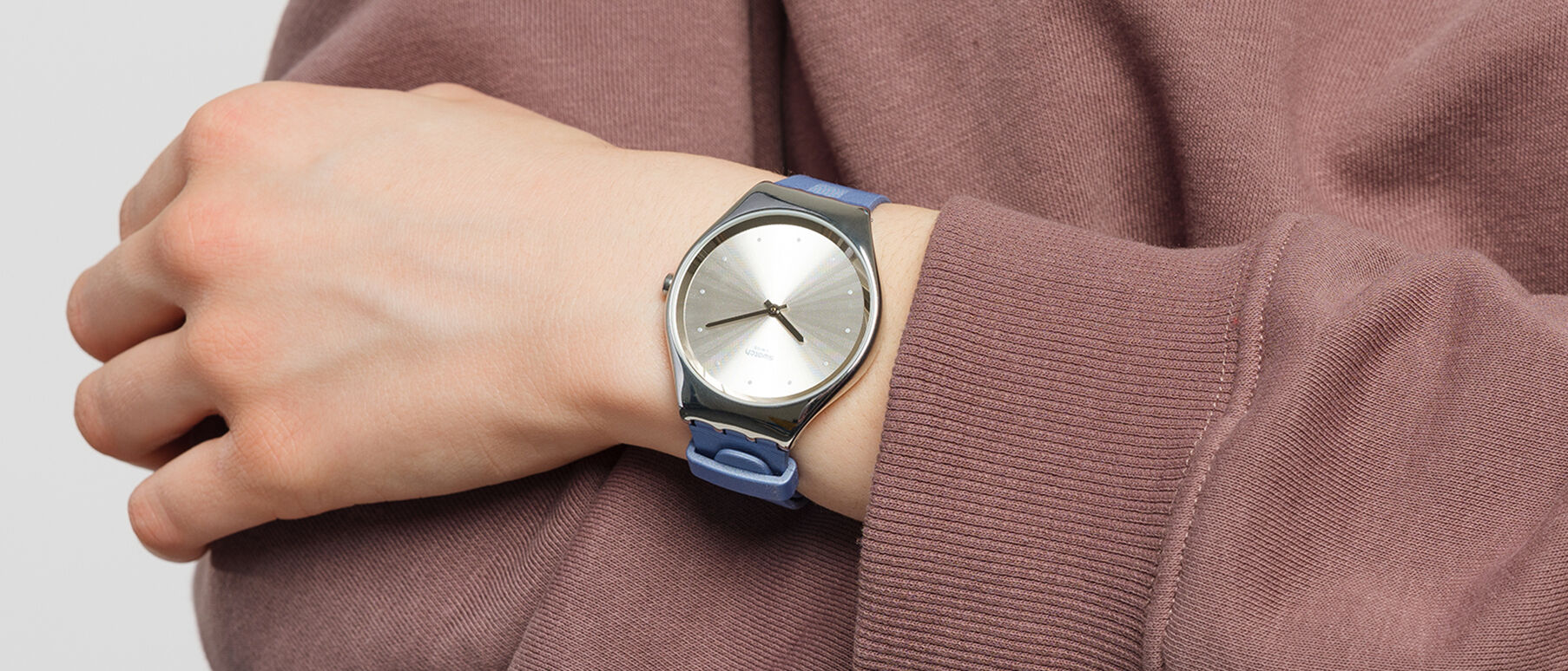 Skin Irony watch with pastel blue strap